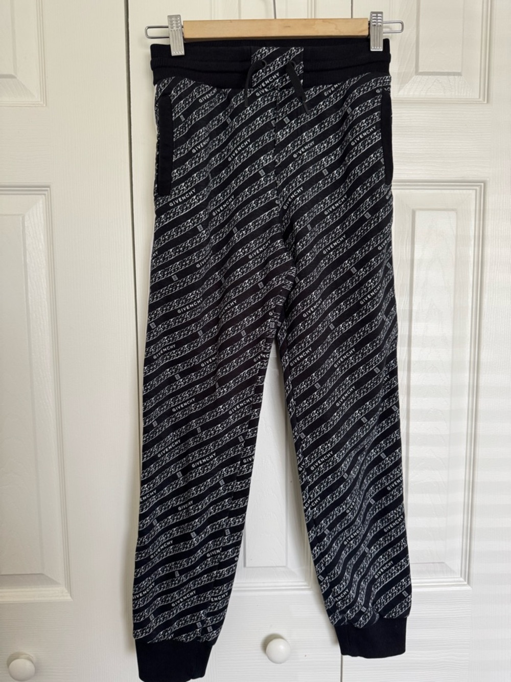 Givenchy Black & white Logo Diagonal Stripe kids Joggers size 12